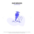 Our Services Drill, Building, Construction, Repair, Tool Solid Glyph Icon Web card Template Royalty Free Stock Photo