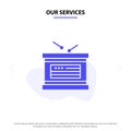 Our Services Drum, Holiday, Independence, Independence Day Solid Glyph Icon Web card Template