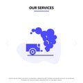 Our Services Dump, Environment, Garbage, Pollution Solid Glyph Icon Web card Template