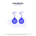 Our Services Earing, Love, Heart Solid Glyph Icon Web card Template