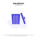 Our Services Ecology, Environment, Garbage, Trash Solid Glyph Icon Web card Template