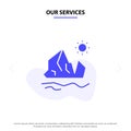 Our Services Ecology, Environment, Ice, Iceberg, Melting Solid Glyph Icon Web card Template Royalty Free Stock Photo