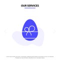 Our Services Egg, Gift, Spring, Eat Solid Glyph Icon Web card Template