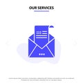 Our Services Email, Envelope, Greeting, Invitation, Mail Solid Glyph Icon Web card Template