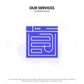 Our Services Email, Hack, Internet, Password, Phishing, Web, Website Solid Glyph Icon Web card Template