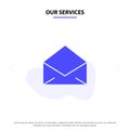 Our Services Email, Mail, Message, Open Solid Glyph Icon Web card Template