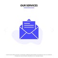 Our Services Email, Mail, Message, Text Solid Glyph Icon Web card Template