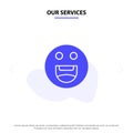 Our Services Emojis, Happy, Motivation Solid Glyph Icon Web card Template