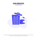 Our Services Environment, Garbage, Pollution, Trash Solid Glyph Icon Web card Template