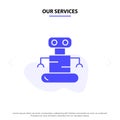Our Services Exoskeleton, Robot, Space Solid Glyph Icon Web card Template