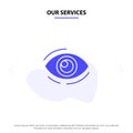 Our Services Eye, Find, Look, Looking, Search, See, View Solid Glyph Icon Web card Template