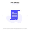 Our Services File, Text, Greece Solid Glyph Icon Web card Template