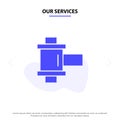 Our Services Film, Photo, Reel Solid Glyph Icon Web card Template Royalty Free Stock Photo