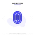 Our Services Fingerprint, Identity, Recognition, Scan, Scanner, Scanning Solid Glyph Icon Web card Template