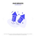 Our Services Firework, Love, Wedding, Fire Solid Glyph Icon Web card Template Royalty Free Stock Photo