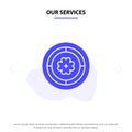 Our Services Flower, Spring, Circle, Sunflower Solid Glyph Icon Web card Template