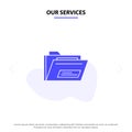 Our Services Folder, File, Zip, Rar, Solid Glyph Icon Web card Template