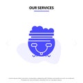 Our Services Food, Pot, Eat, American Solid Glyph Icon Web card Template