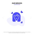 Our Services Girl, Person, Woman, Avatar, Women Solid Glyph Icon Web card Template