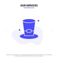 Our Services Glass, Drink, Wine, Beer Solid Glyph Icon Web card Template