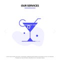 Our Services Glass, Drink, Wine, Spring Solid Glyph Icon Web card Template