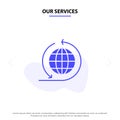 Our Services Global Business, Business Network, Global Solid Glyph Icon Web card Template Royalty Free Stock Photo