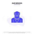 Our Services Grandpa, Father, Old Man, Uncle Solid Glyph Icon Web card Template