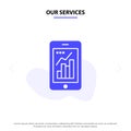 Our Services Graph, Analytics, Info graphic, Mobile, Mobile Graph Solid Glyph Icon Web card Template