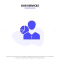 Our Services Graph, Chart, Data, Employee, Manager, Person, Statistics Solid Glyph Icon Web card Template