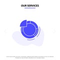 Our Services Graph, Circle, Pie, Chart Solid Glyph Icon Web card Template