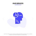 Our Services Graph, Head, Mind, Thinking Solid Glyph Icon Web card Template