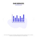 Our Services Graph, Line, Up, Down, Solid Glyph Icon Web card Template