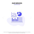 Our Services Graph, Success, Flowchart, Business Solid Glyph Icon Web card Template