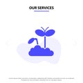 Our Services Growth, Increase, Maturity, Plant Solid Glyph Icon Web card Template