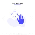 Our Services Hand, Hand Cursor, Up, Croup Solid Glyph Icon Web card Template