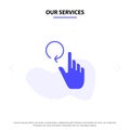 Our Services Hand, Finger, Gestures, Reload Solid Glyph Icon Web card Template Royalty Free Stock Photo