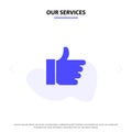 Our Services Hand, Like, Vote, Love Solid Glyph Icon Web card Template Royalty Free Stock Photo