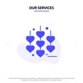 Our Services Heart, Love, Chain Solid Glyph Icon Web card Template Royalty Free Stock Photo