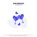 Our Services Heart, Man, Women, Love, Valentine Solid Glyph Icon Web card Template