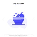 Our Services Herbal, Medicine, Natural, Bowl Solid Glyph Icon Web card Template