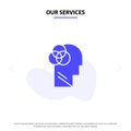 Our Services Human Intelligence, Human, Intelligent, Head Solid Glyph Icon Web card Template