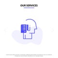 Our Services Human, List, Person, Schedule, Tasks Solid Glyph Icon Web card Template