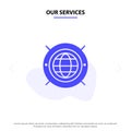 Our Services Internet, Web, World, Computing Solid Glyph Icon Web card Template Royalty Free Stock Photo
