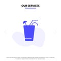 Our Services Juice, Drink, Food, Spring Solid Glyph Icon Web card Template