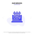 Our Services Lab, Test, Chemistry, Science Solid Glyph Icon Web card Template Royalty Free Stock Photo