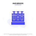 Our Services Lab, Tubs, Test, Education Solid Glyph Icon Web card Template Royalty Free Stock Photo