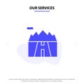 Our Services Landscape, Mountains, Scenery, Road Solid Glyph Icon Web card Template