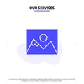 Our Services Landscape, Photo, Photographer, Photography Solid Glyph Icon Web card Template