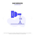 Our Services Light, Photo, Photography, Studio Solid Glyph Icon Web card Template Royalty Free Stock Photo