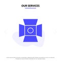 Our Services Light, Photo, Photography, Studio Solid Glyph Icon Web card Template Royalty Free Stock Photo